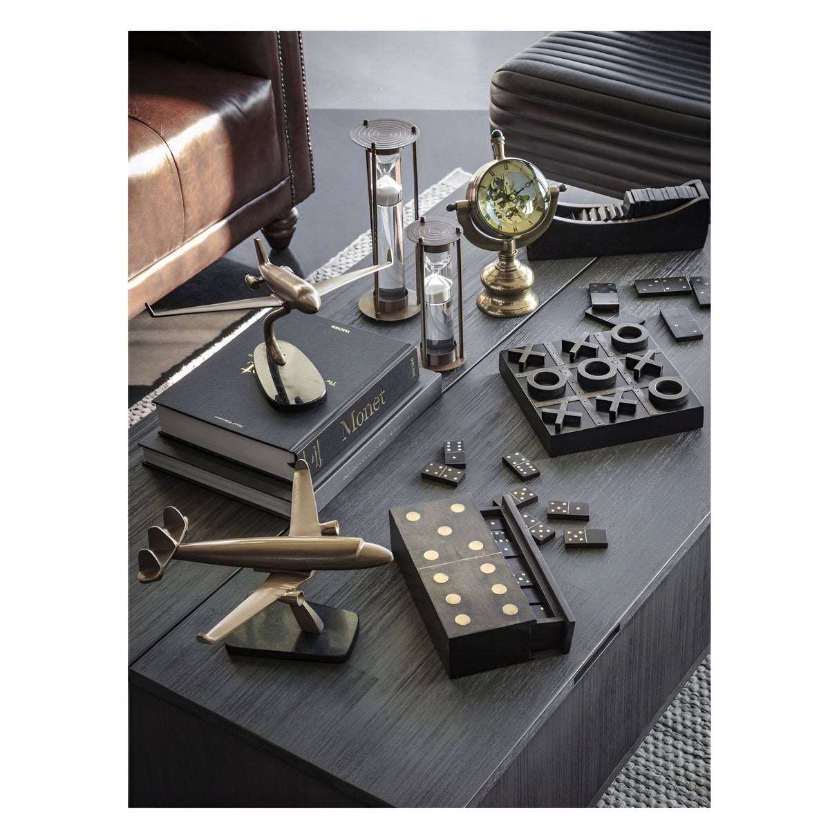 Columbia Large Domino Set In Curved Tray - Black