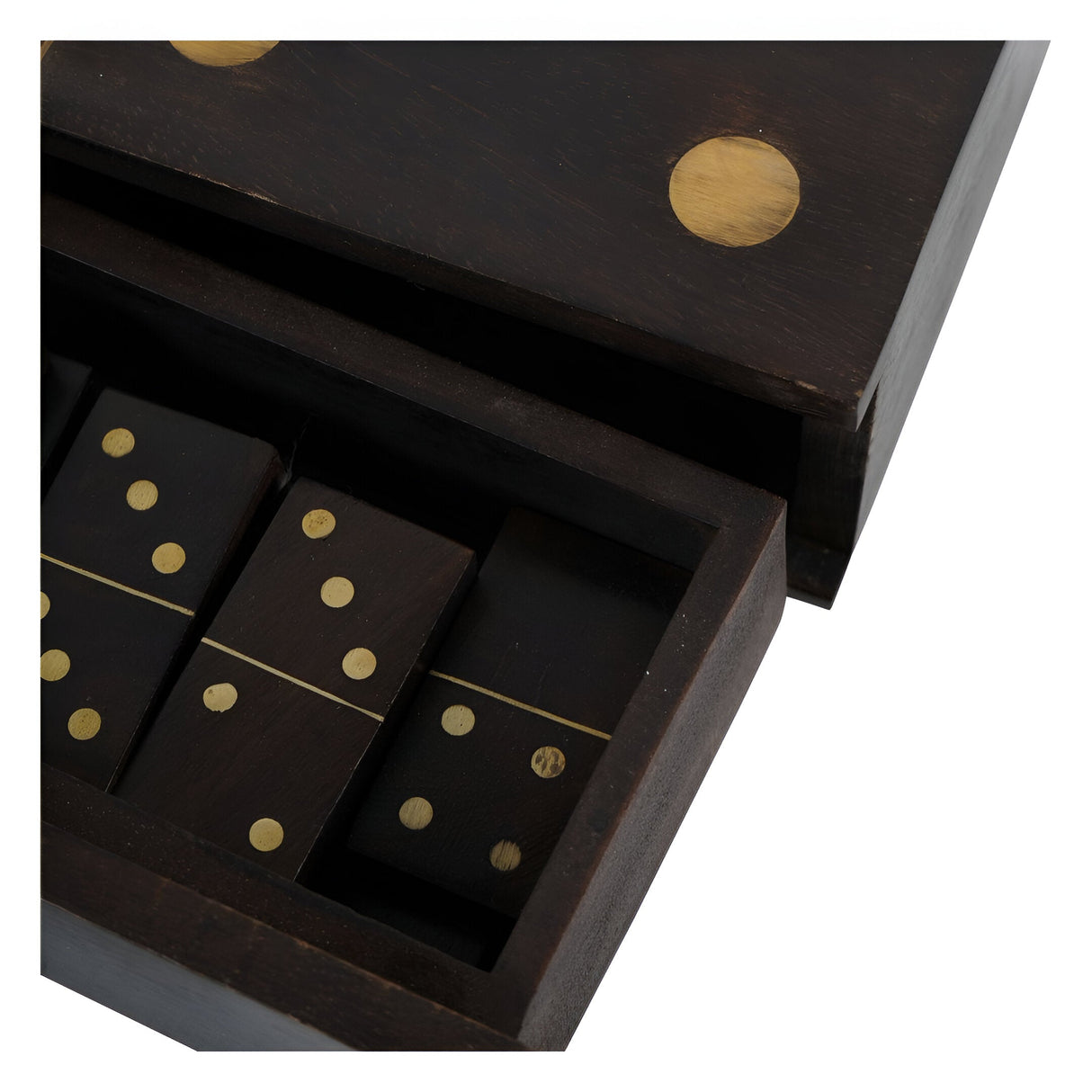 Columbia Small Wooden Domino Set In Storage Box - Black
