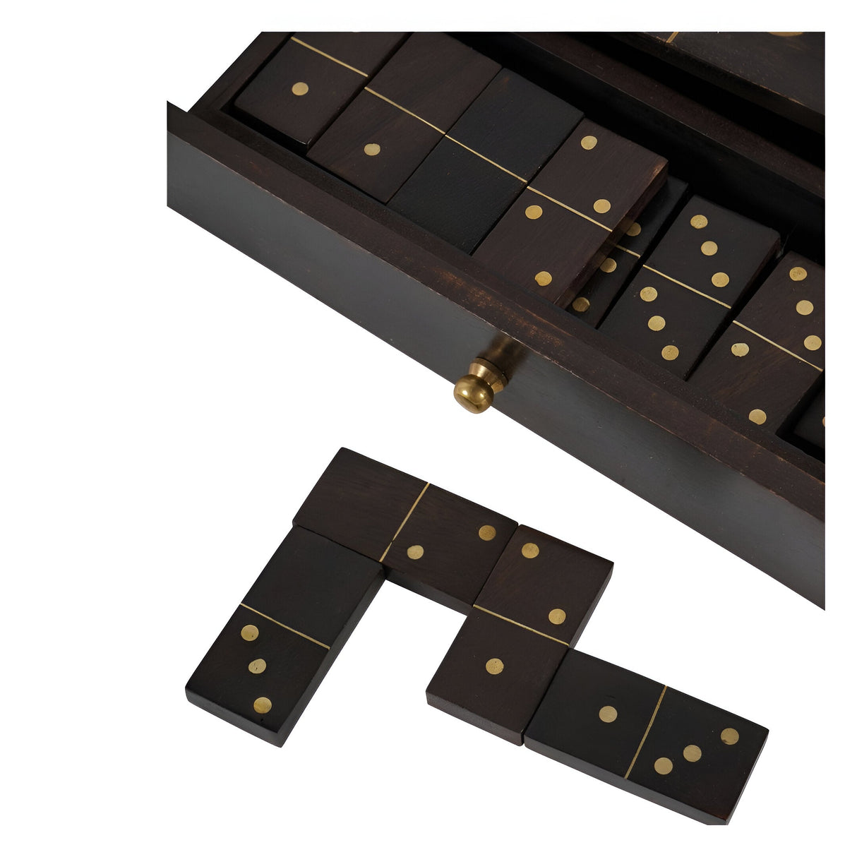 Columbia Small Wooden Domino Set In Storage Box - Black