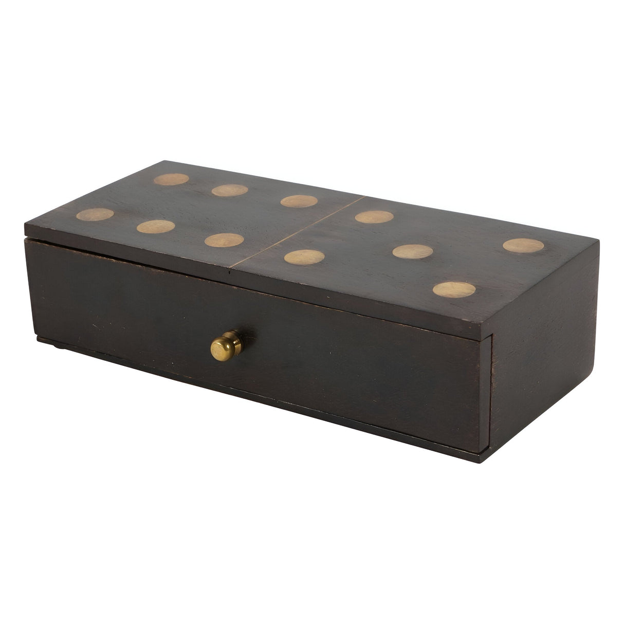 Columbia Small Wooden Domino Set In Storage Box - Black