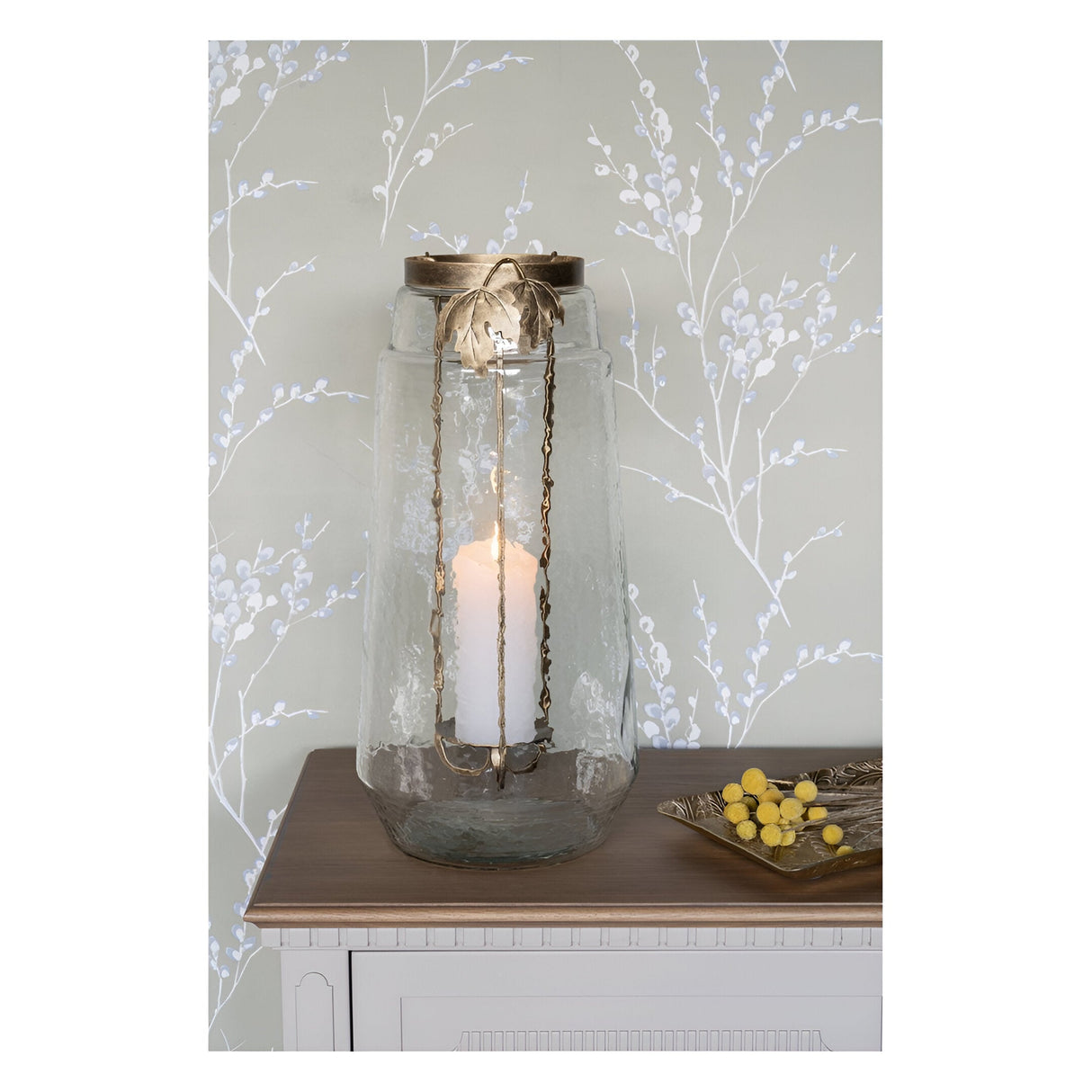 Laura Ashley Extra Large Leaf Bottle Hurricane - Bronze