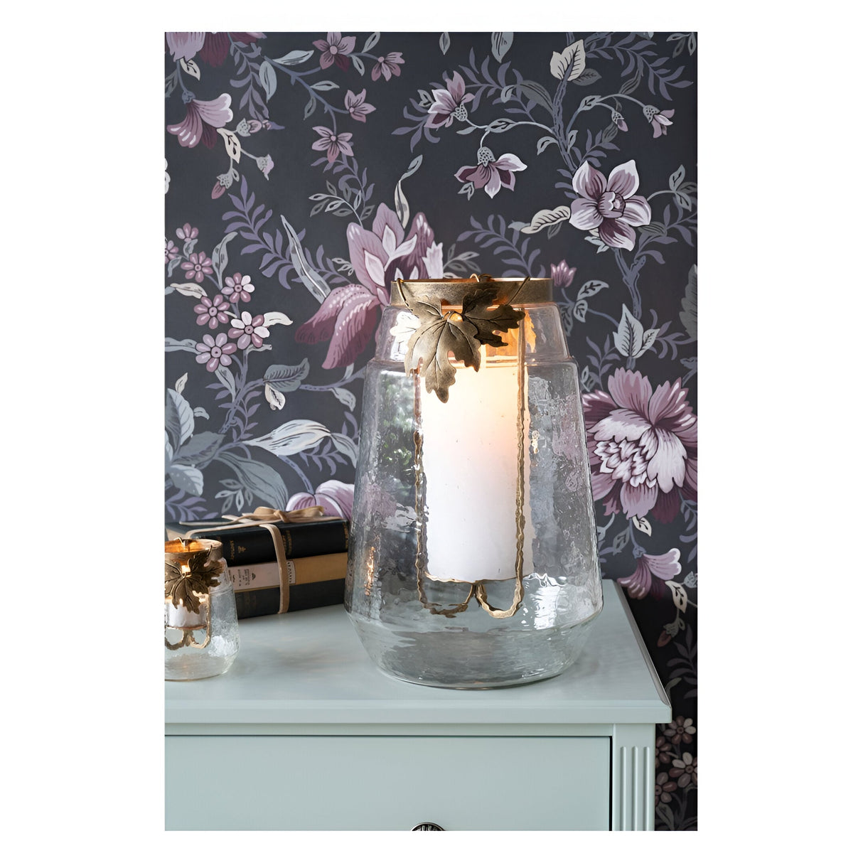 Laura Ashley Large Leaf Bottle Hurricane - Bronze