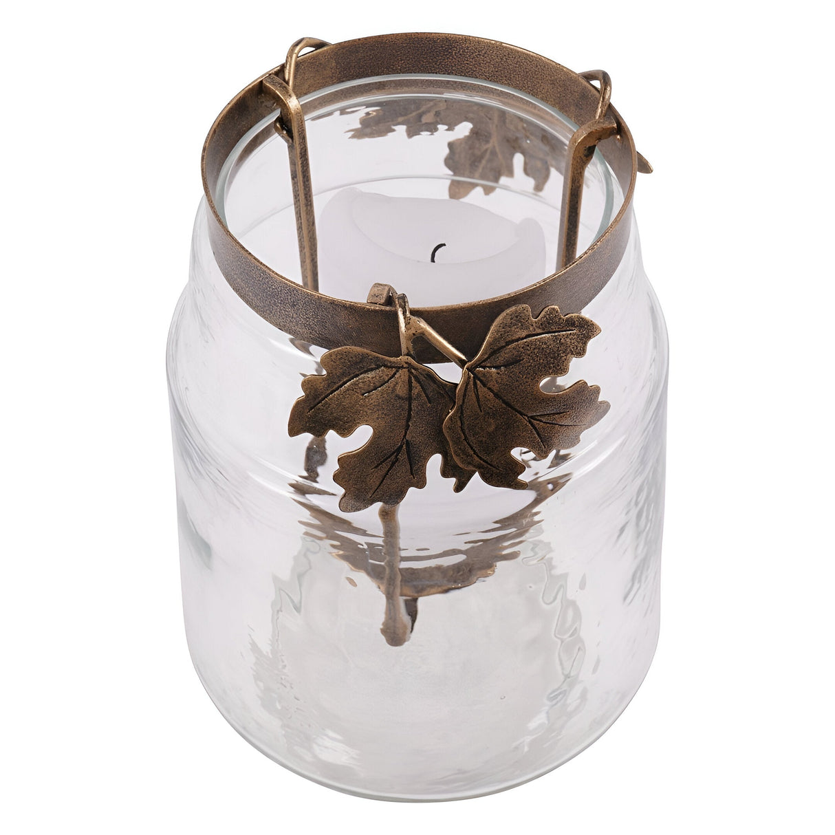 Laura Ashley Medium Leaf Bottle Hurricane - Bronze