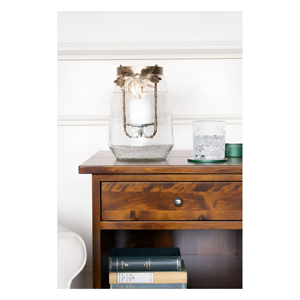 Laura Ashley Medium Leaf Bottle Hurricane - Bronze