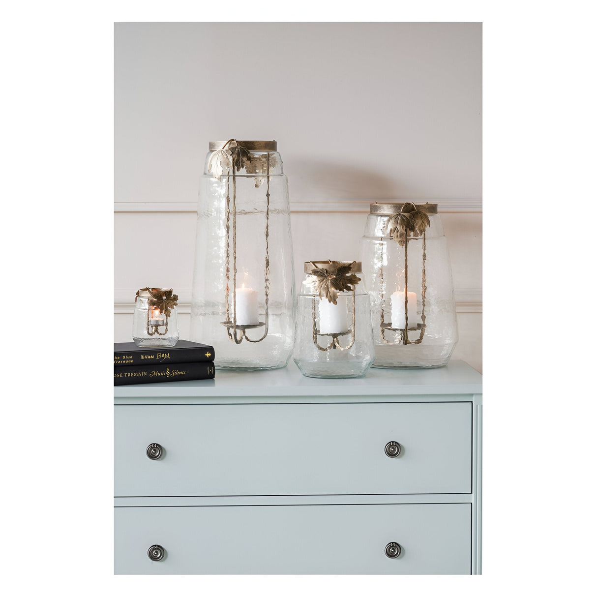 Laura Ashley Small Leaf Bottle Hurricane - Bronze