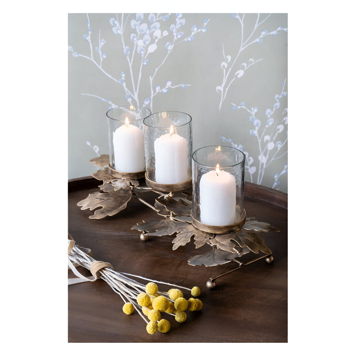 Laura Ashley Corrina Leaf 3 Candle Votive Holder - Bronze