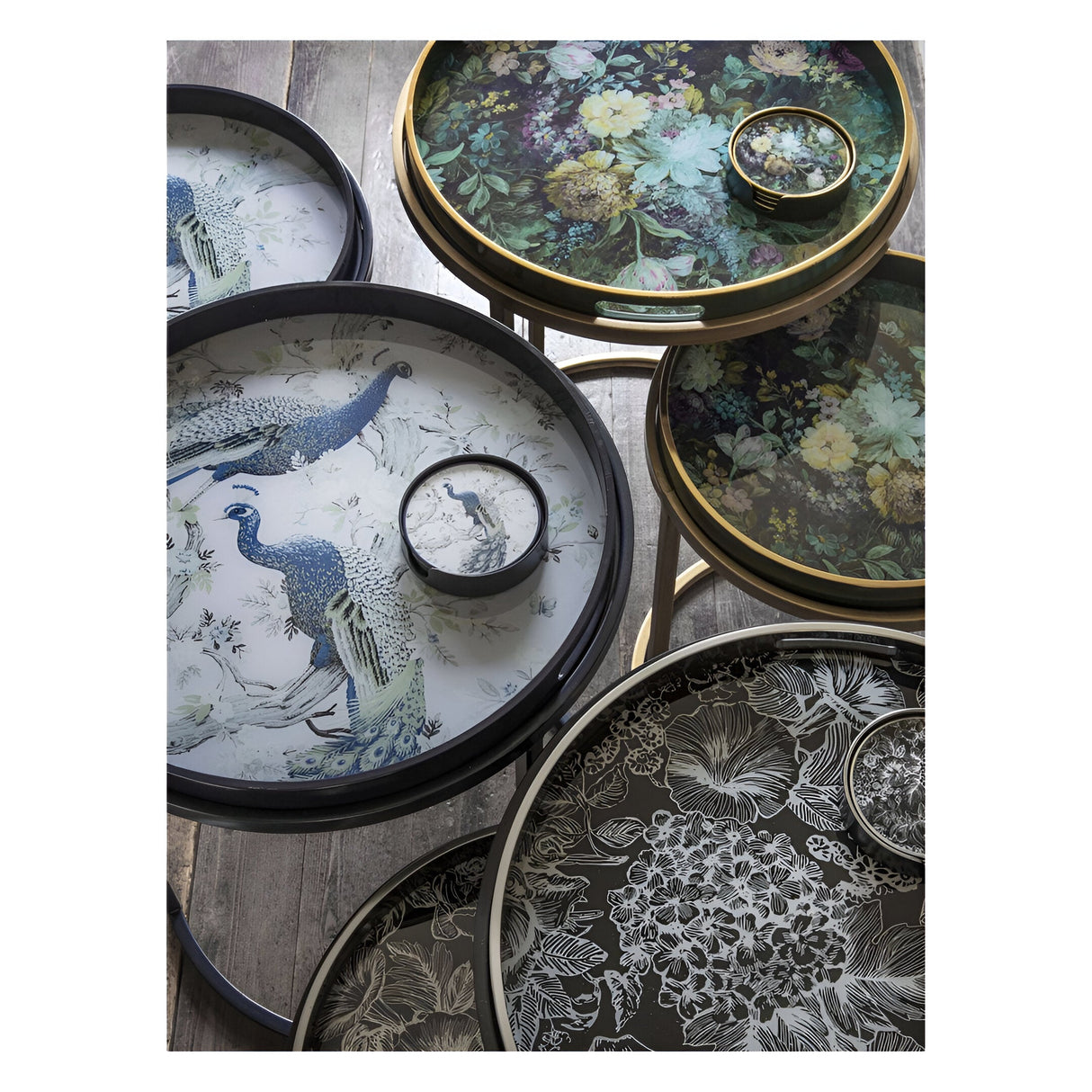 Laura Ashley Louise Set of 2 Tray Tables - Black