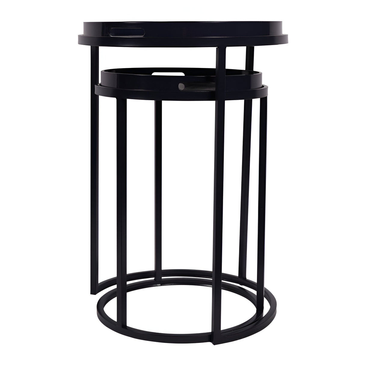 Laura Ashley Belvedere Peacock Print Set Of 2 Side Tray Tables - Black