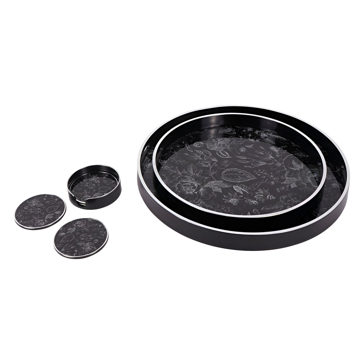 Laura Ashley Louise Print Set of 2 Trays - Black & White