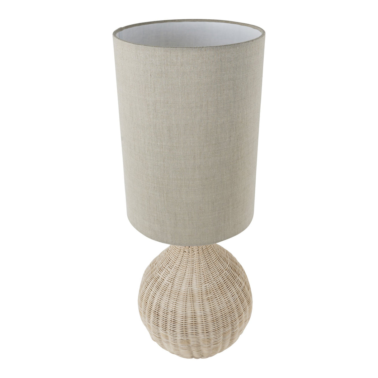 Large Rattan Table Lamp - Natural With Drum Shade