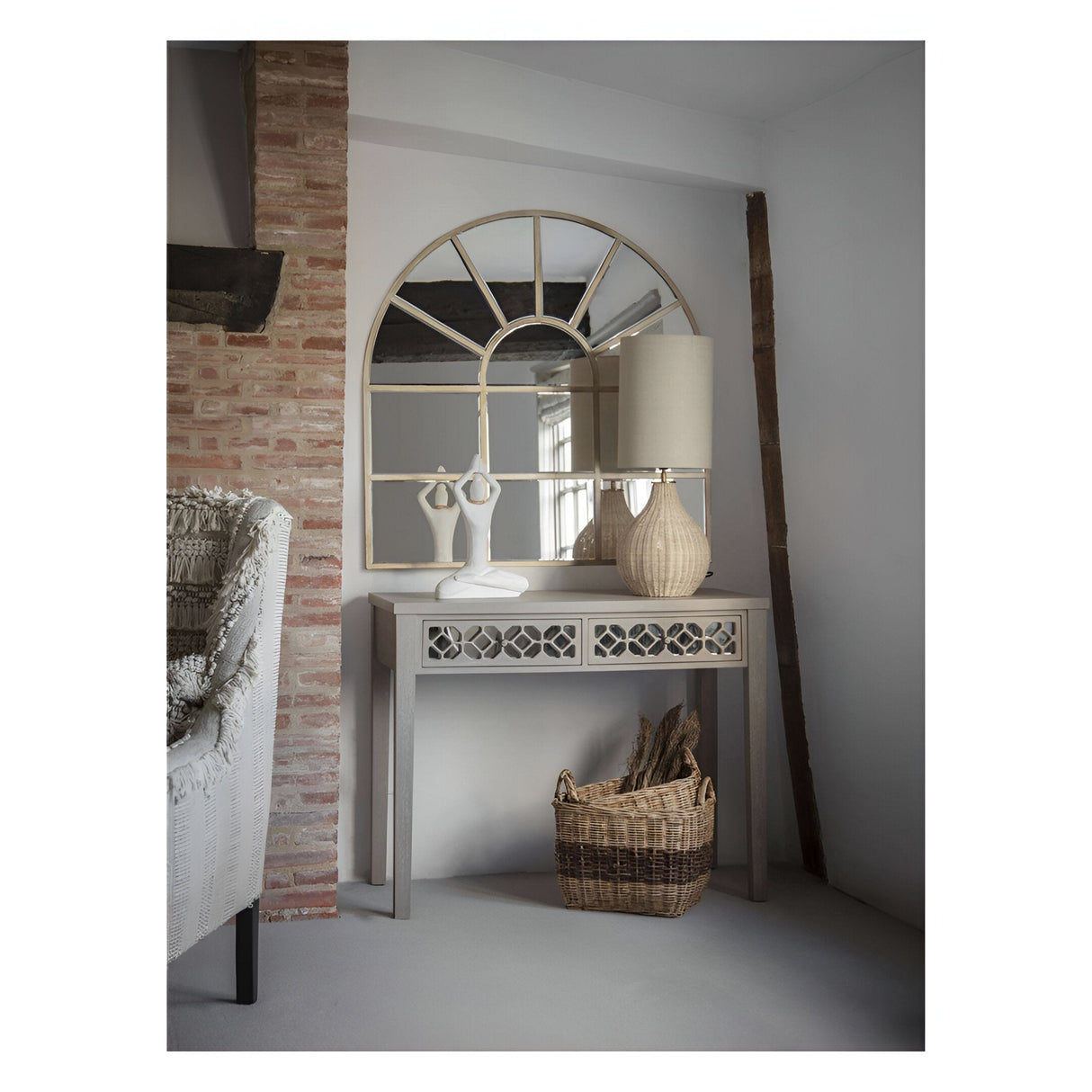 Large Rattan Table Lamp - Natural With Drum Shade