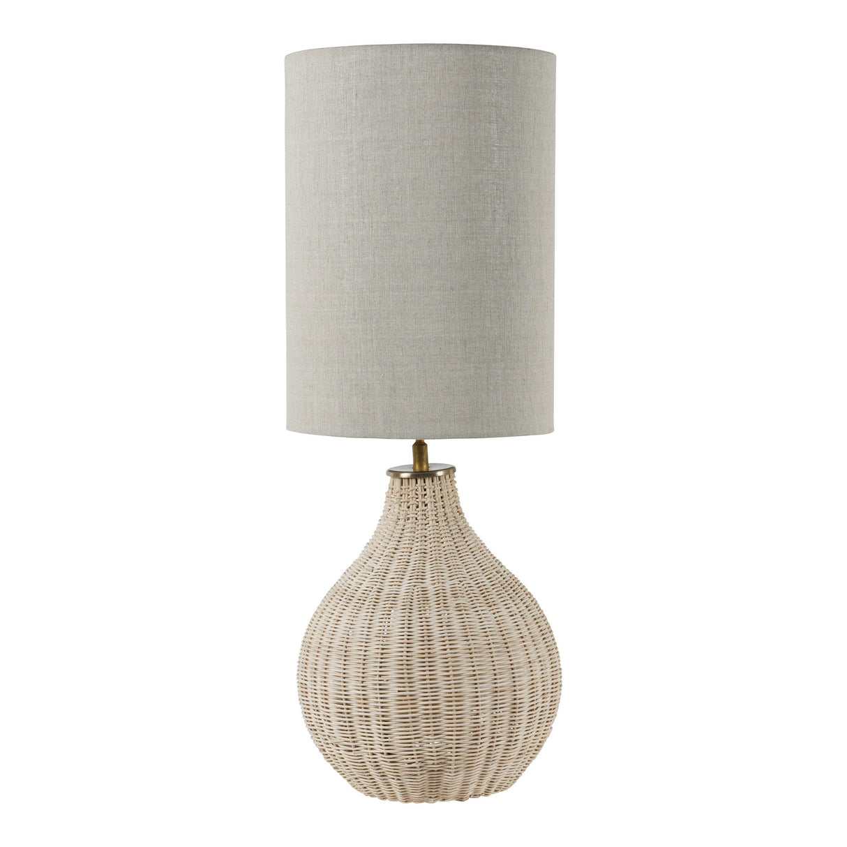Large Rattan Table Lamp - Natural With Drum Shade