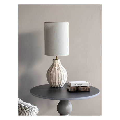 Small Rattan Table Lamp - Natural With Drum Shade