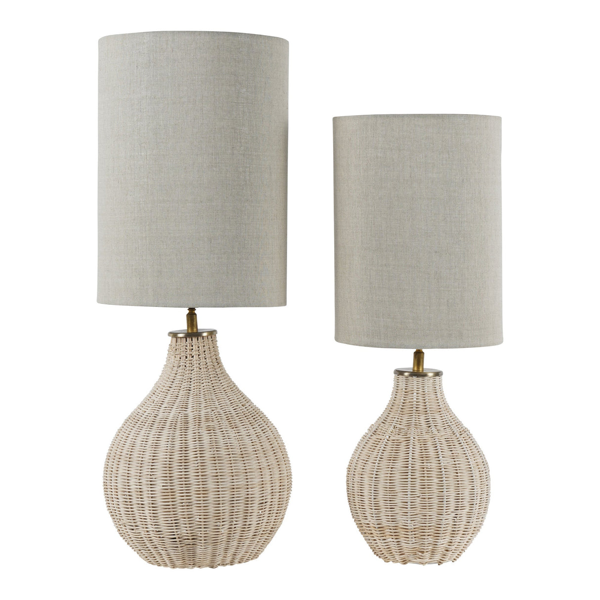 Small Rattan Table Lamp - Natural With Drum Shade
