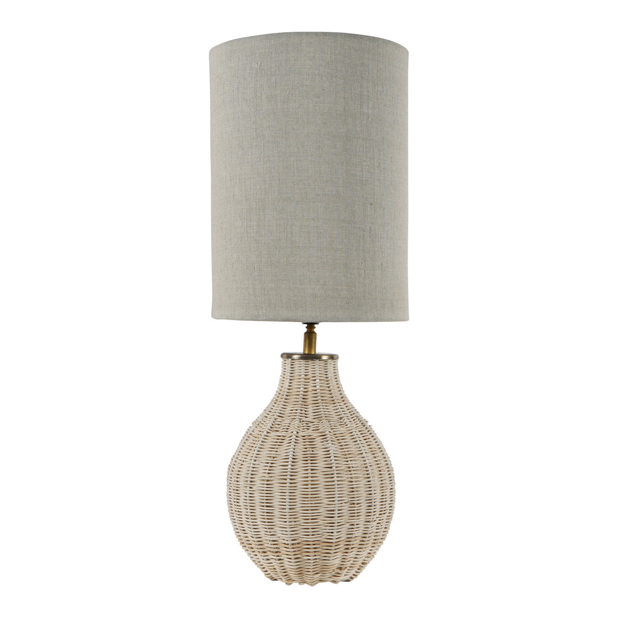 Small Rattan Table Lamp - Natural With Drum Shade