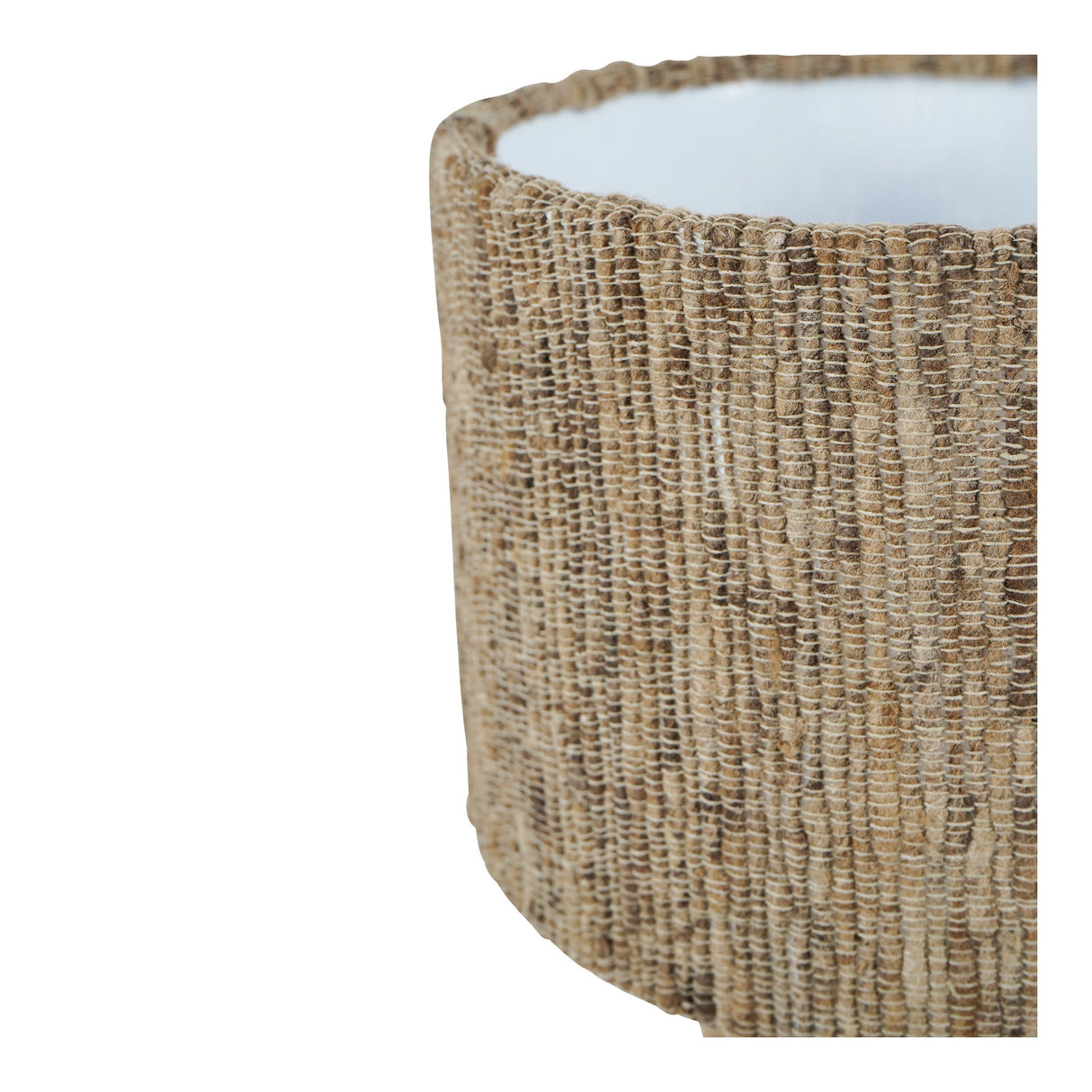 Leon Small Wood Table Lamp - Brown With Silk Jute Shade