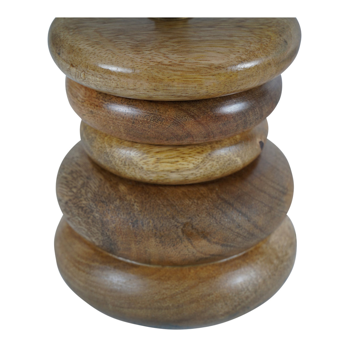 Leon Small Wood Table Lamp - Brown With Silk Jute Shade