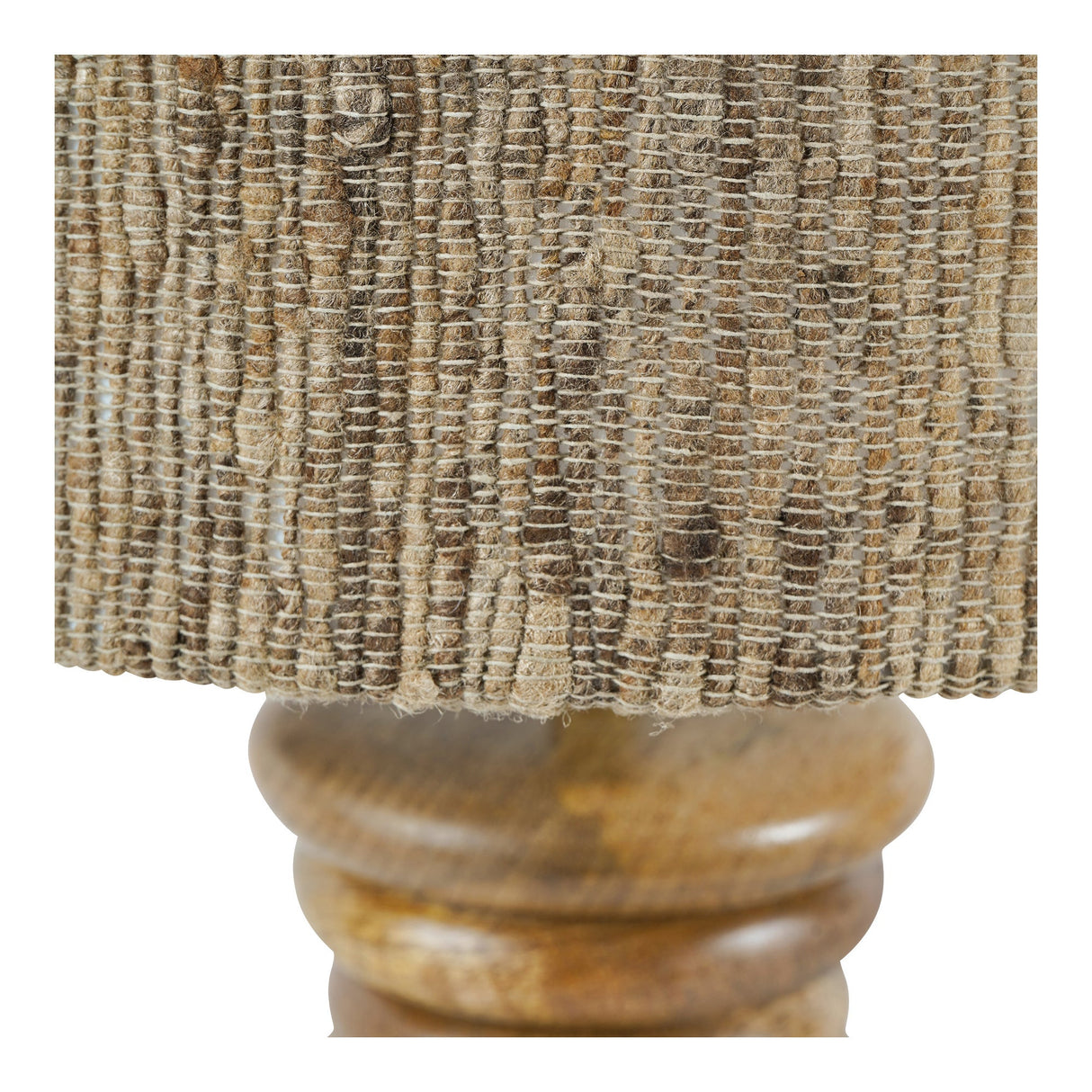 Leon Large Wood Table Lamp - Brown With Silk Jute Shade