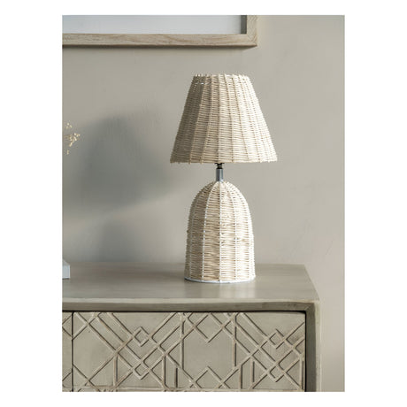 Mini Rattan Table Lamp With Shade - Beige