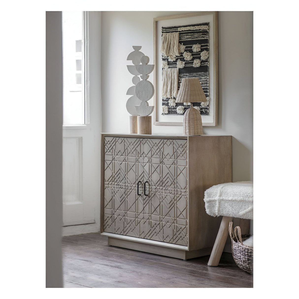 Mini Rattan Table Lamp With Shade - Beige