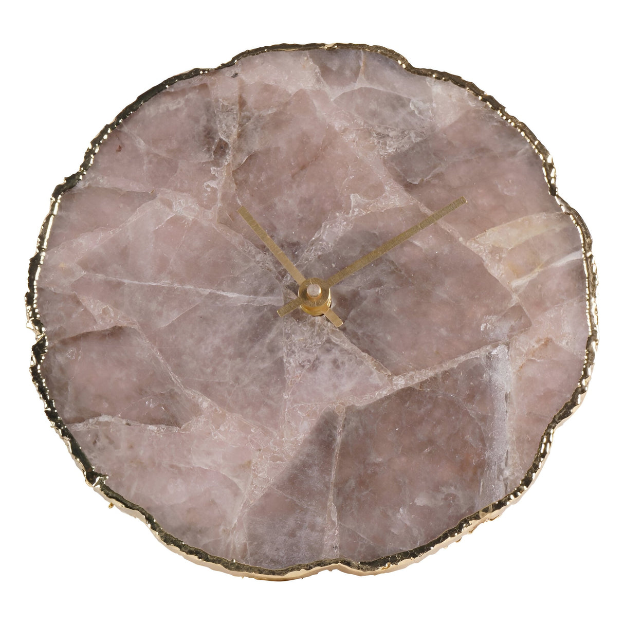 Agate Mantel Clock - Dusky Pink & Gold