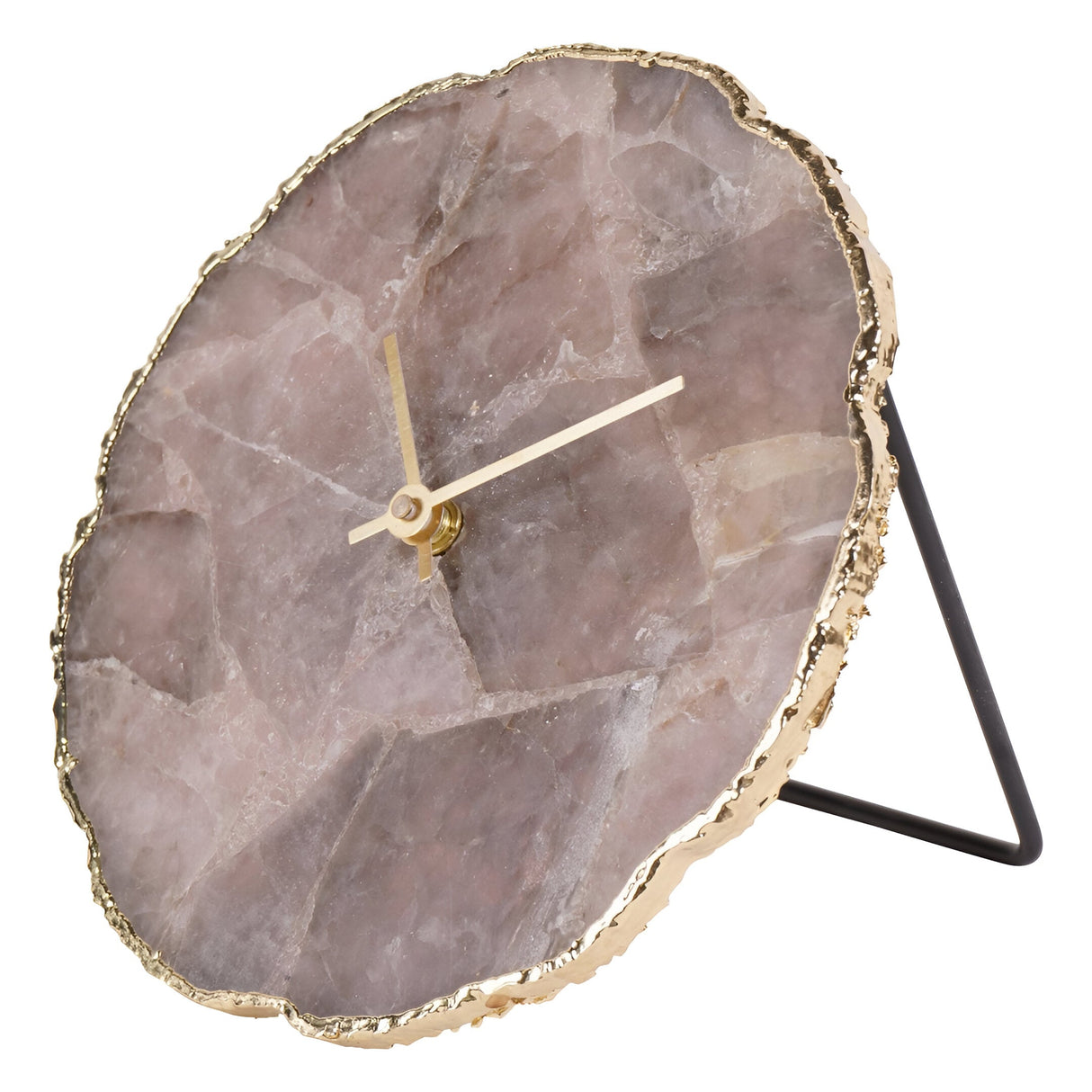 Agate Mantel Clock - Dusky Pink & Gold