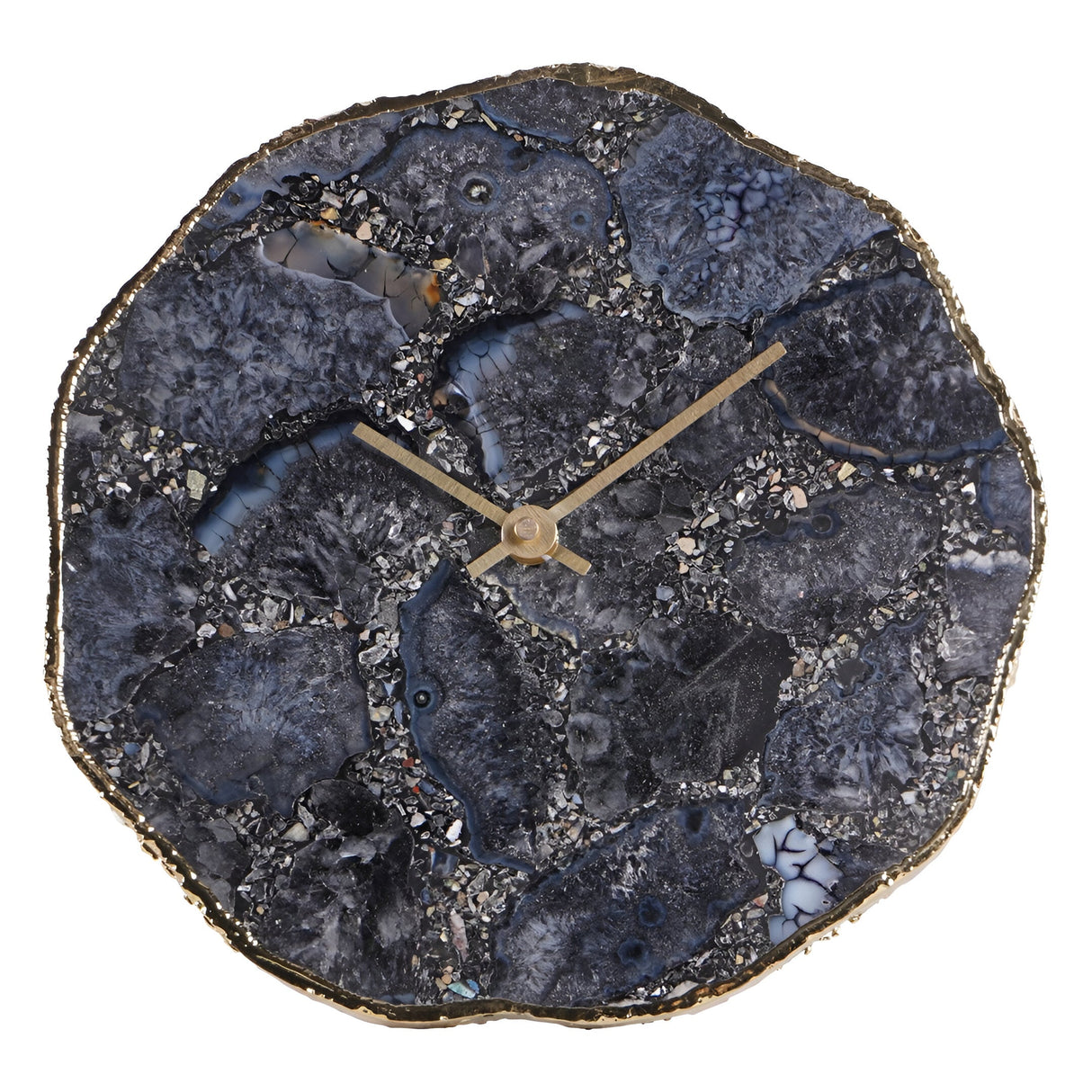 Agate Mantel Clock - Smokey Grey & Gold