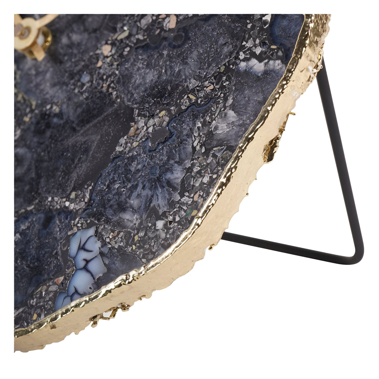 Agate Mantel Clock - Smokey Grey & Gold