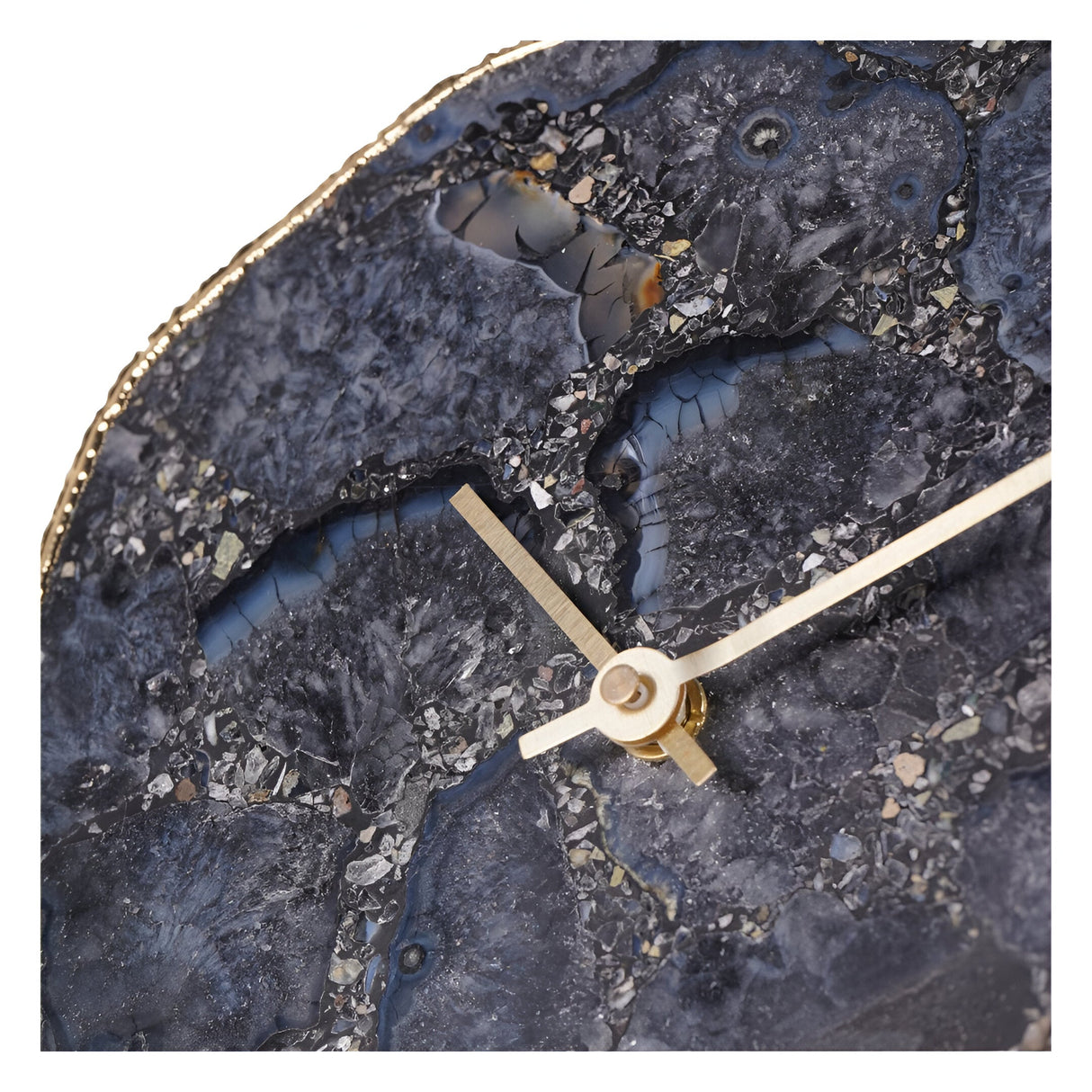 Agate Mantel Clock - Smokey Grey & Gold