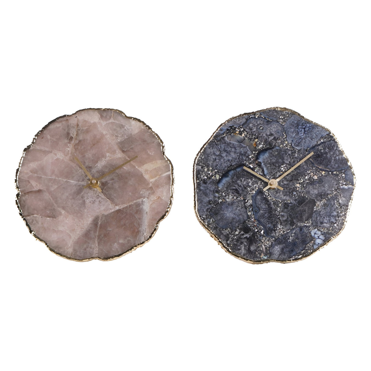 Agate Mantel Clock - Smokey Grey & Gold