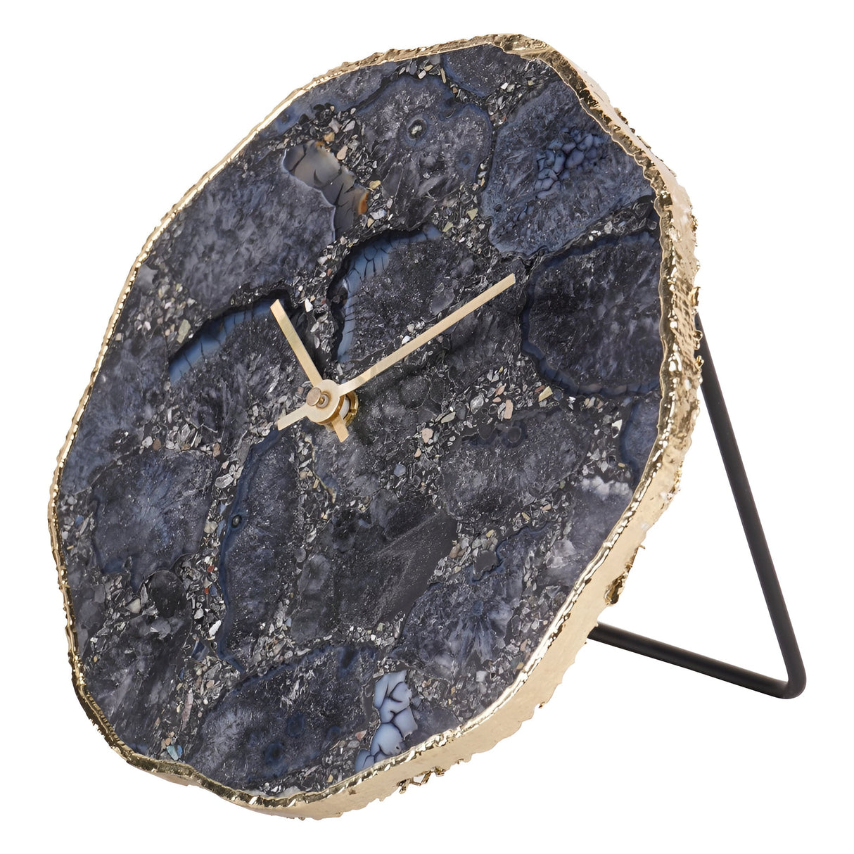 Agate Mantel Clock - Smokey Grey & Gold