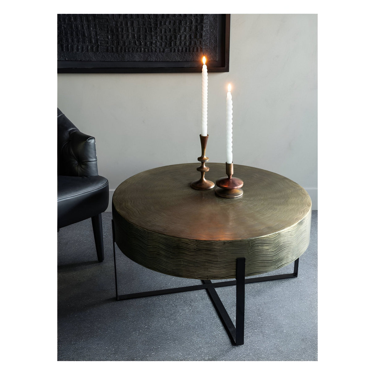 Santa Cruz Coffee Table 82cm - Etched Brass