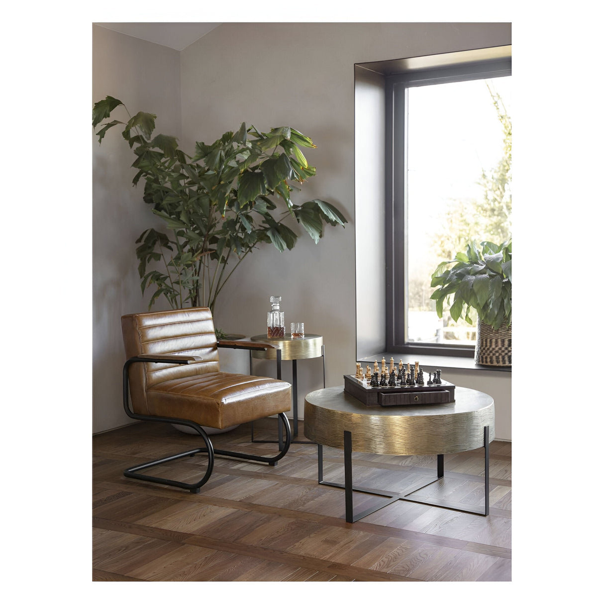 Santa Cruz Coffee Table 82cm - Etched Brass