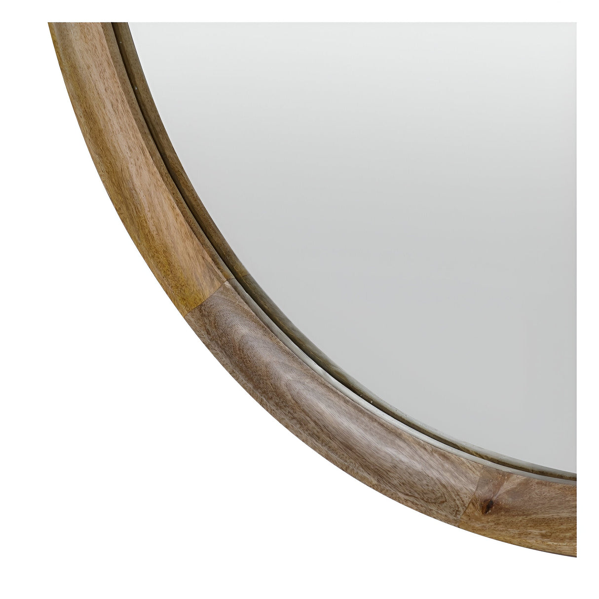 Leon Round Solid Wood Medium Wall Mirror - 90cm