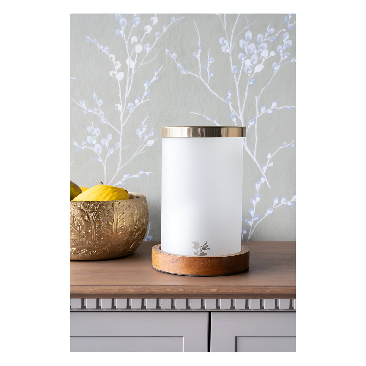 Laura Ashley Small Frosted Glass Hurricane - Gold