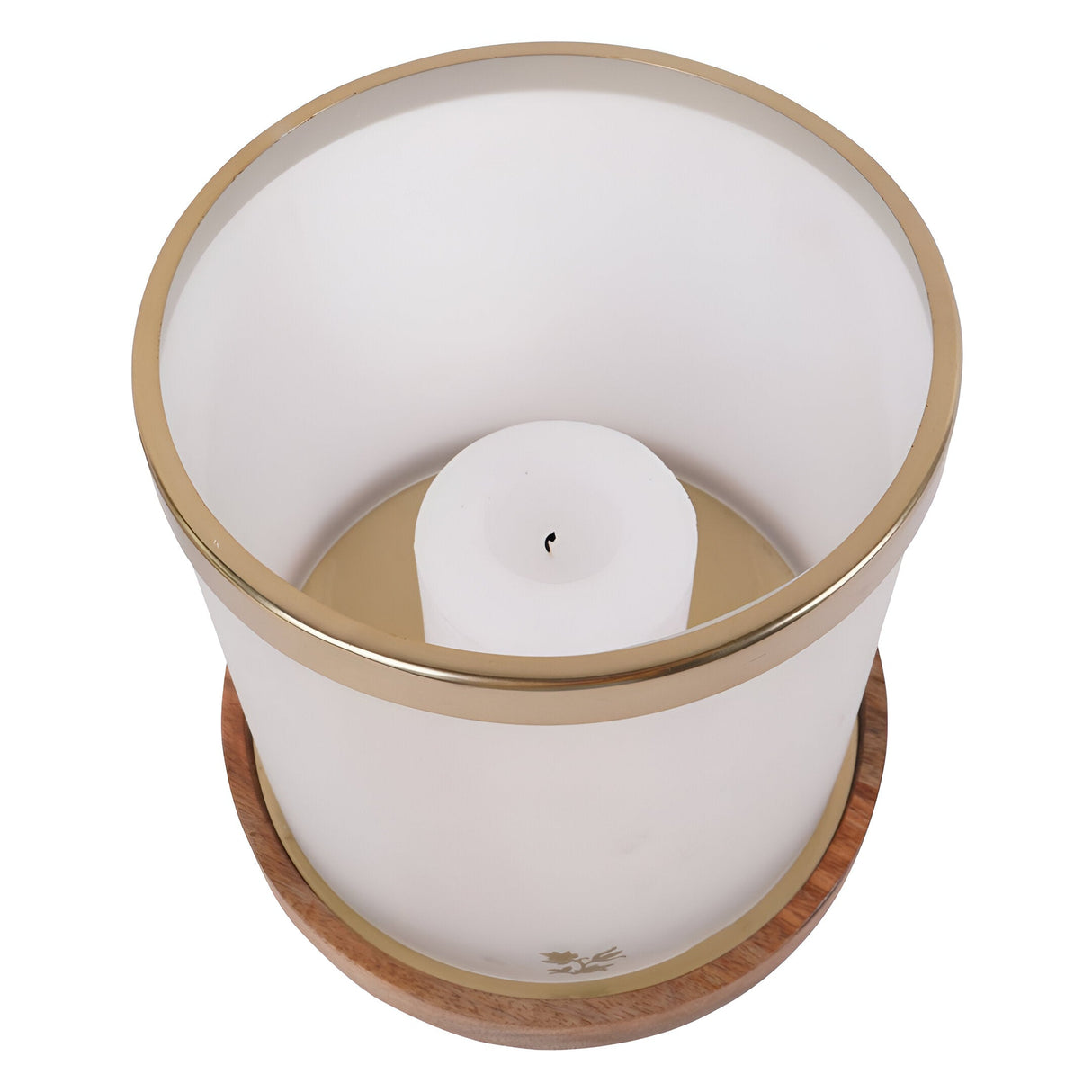 Laura Ashley Large Frosted Glass Hurricane - Gold