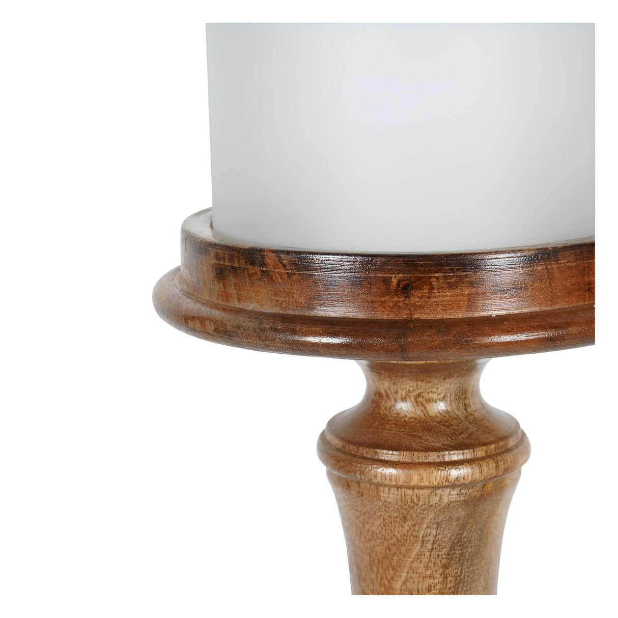 Laura Ashley Large Wooden Pedestal Hurricane With Frosted Glass - Brown