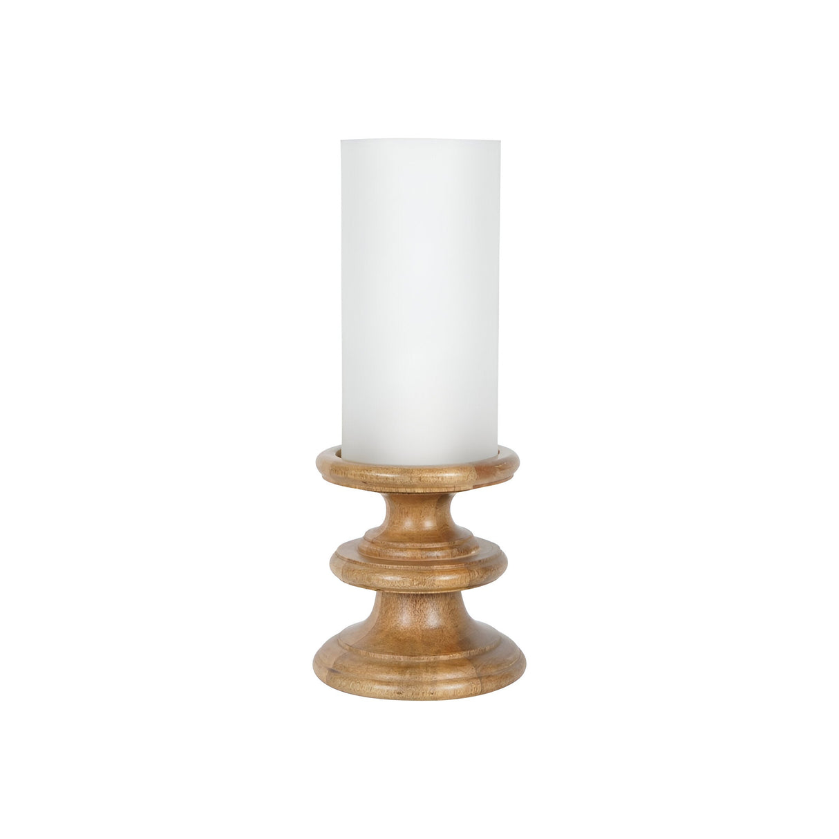 Laura Ashley Wooden Plinth Hurricane With Frosted Glass - Brown