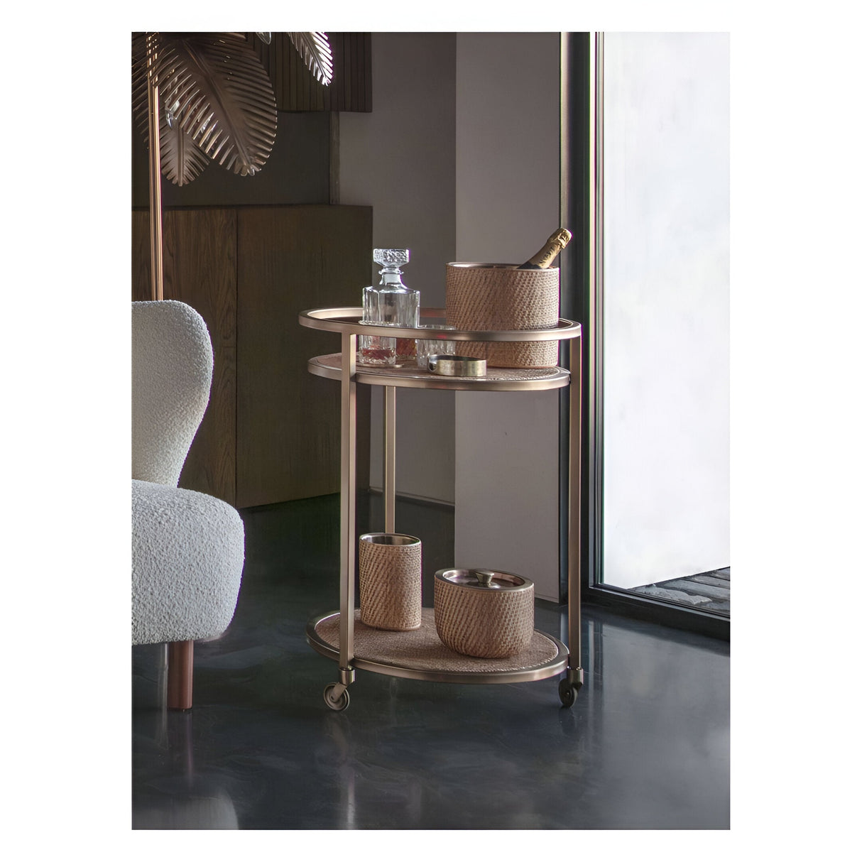 Rattan Champagne Cooler - Dusky Gold