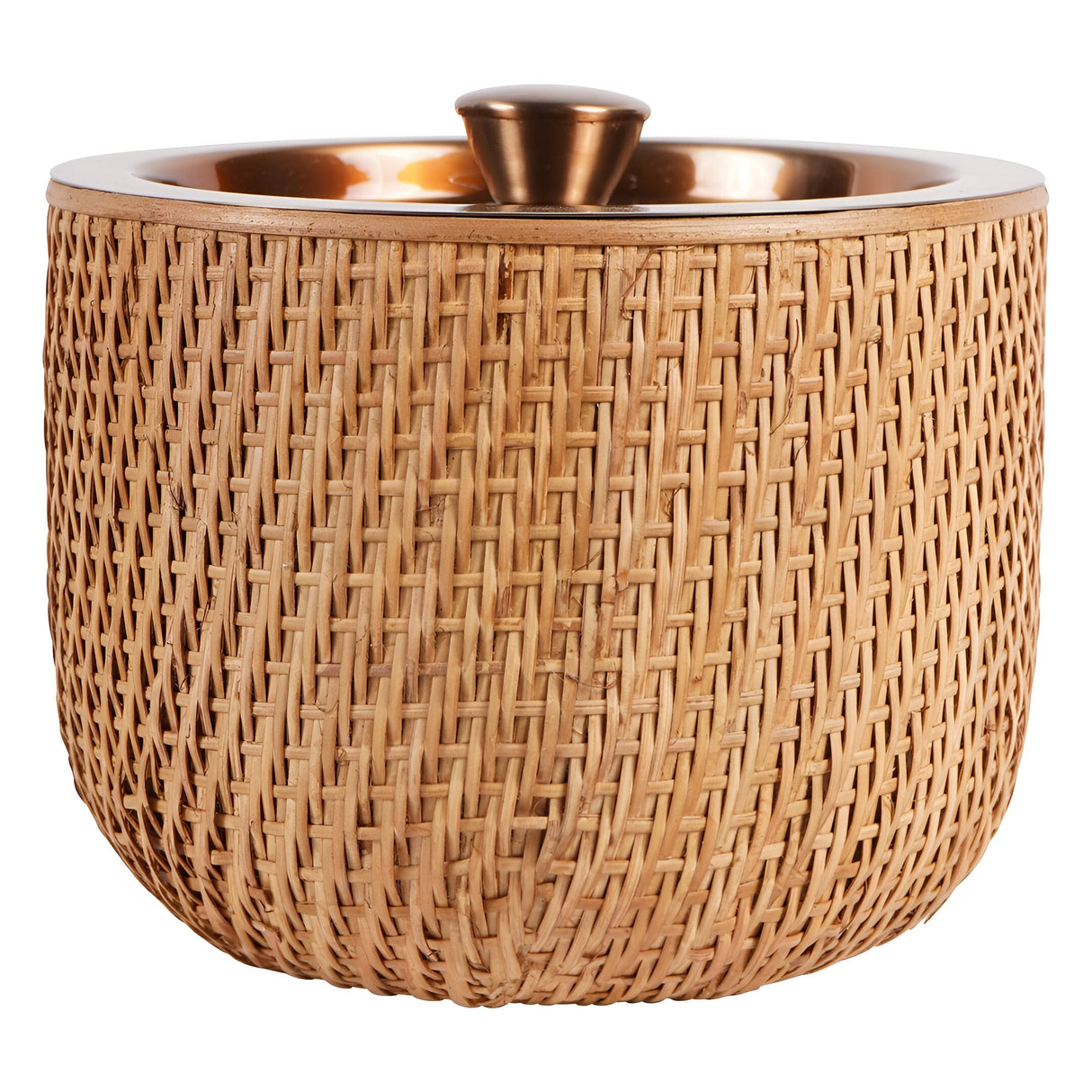 Rattan Ice Bucket With Lid - Dusky Gold