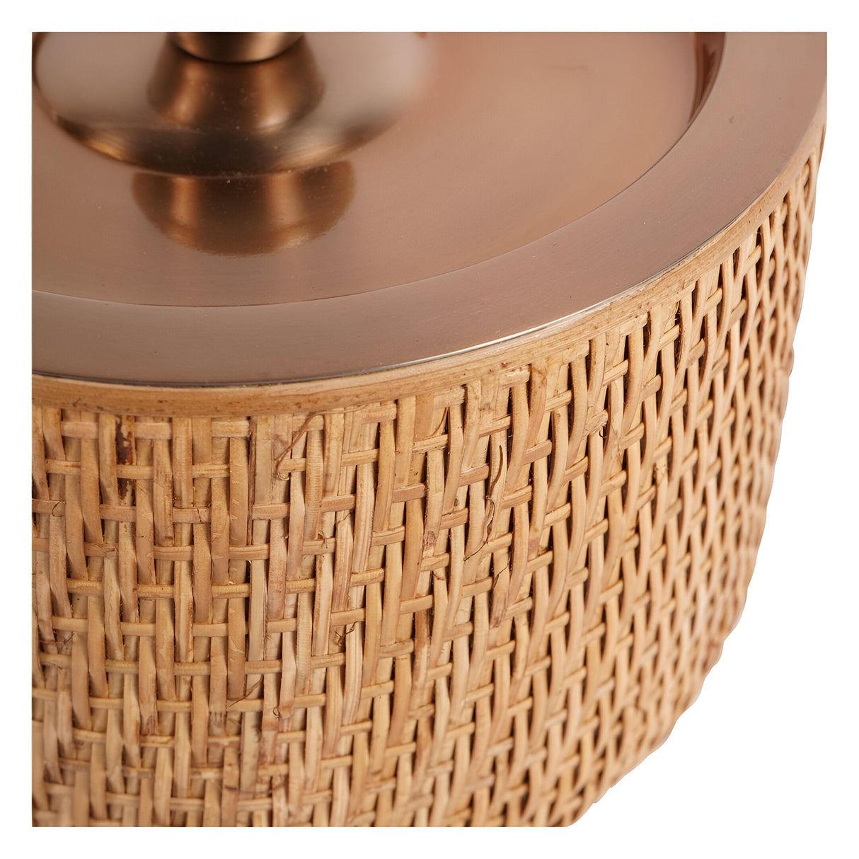 Rattan Ice Bucket With Lid - Dusky Gold