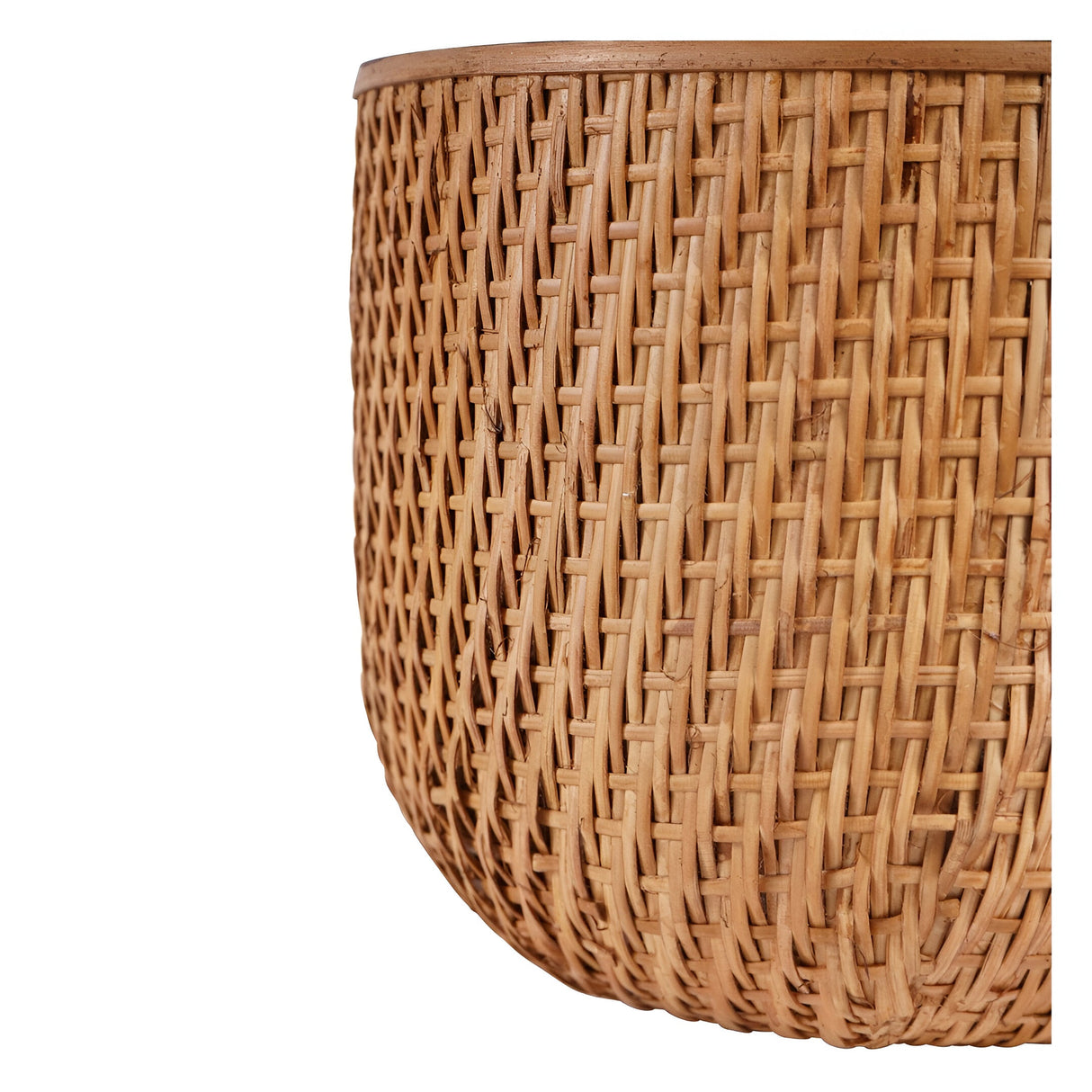 Rattan Ice Bucket With Lid - Dusky Gold
