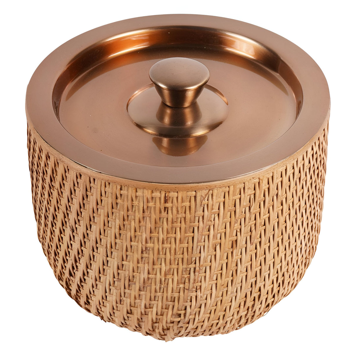 Rattan Ice Bucket With Lid - Dusky Gold