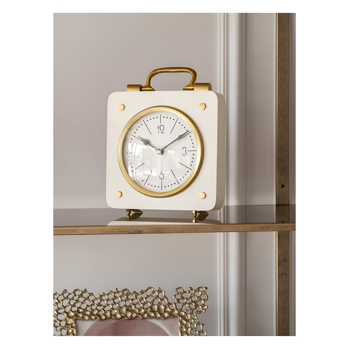 Kimberley Mantel Clock 20cm - Cream & Gold