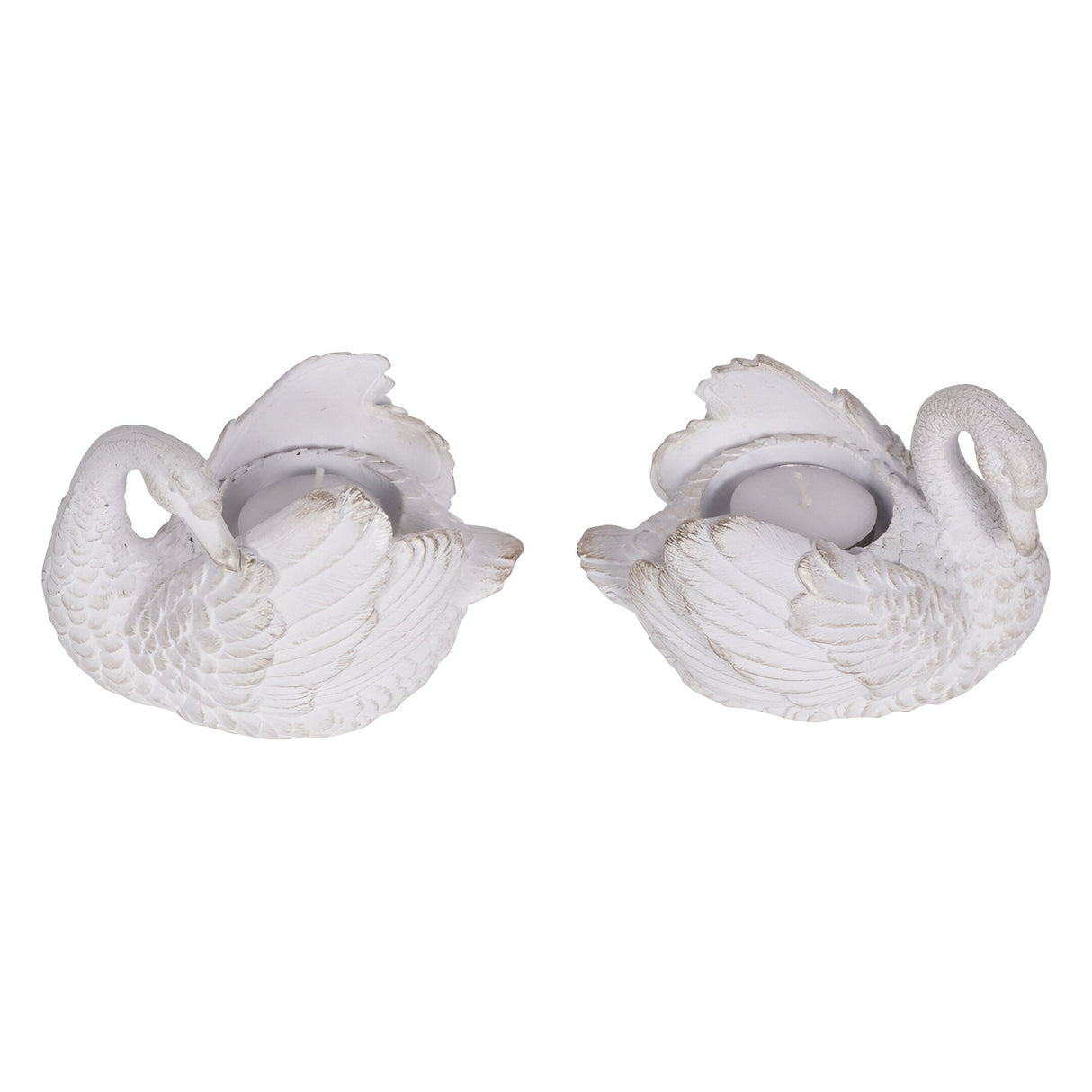 Laura Ashley Set of 2 Swan Votive Holder - Distressed White