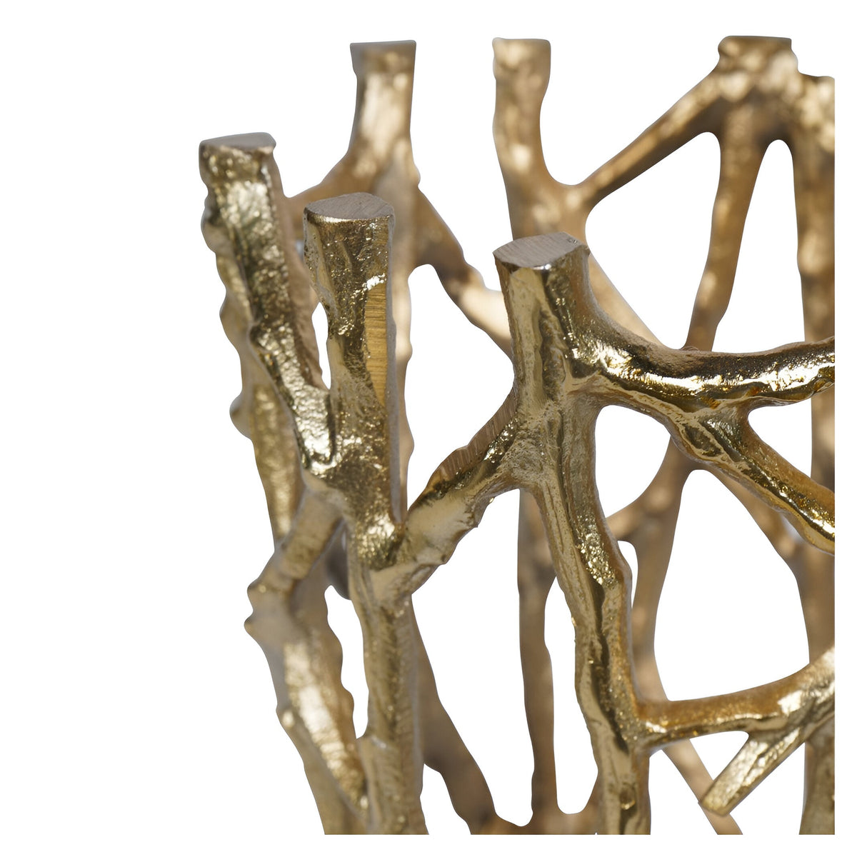 Twig Large Round Pillar Tealight Holder - Gold