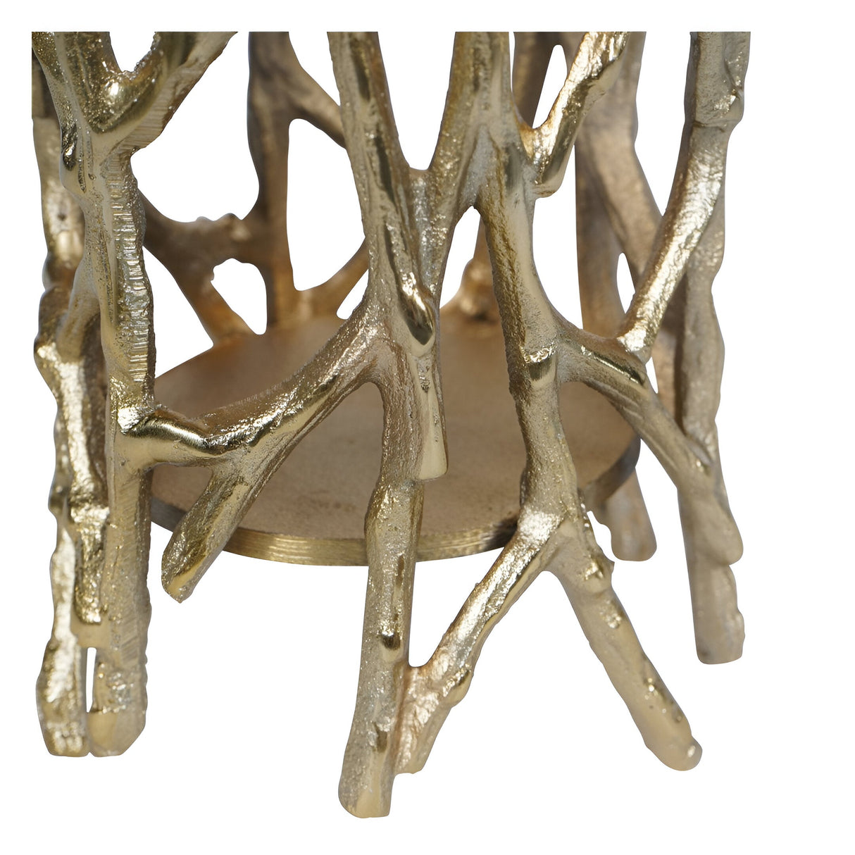 Twig Large Round Pillar Tealight Holder - Gold