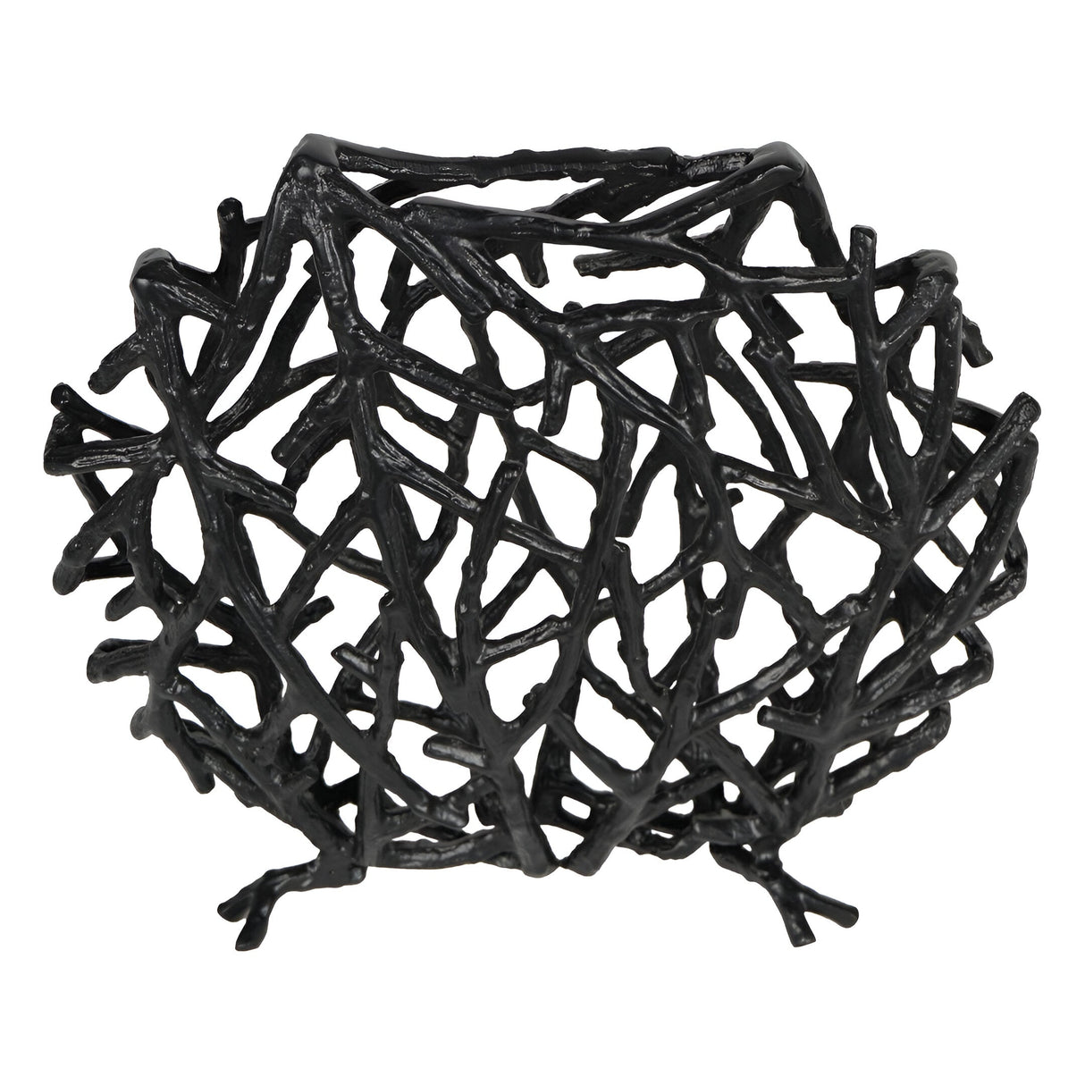 Twig Sculptural Disc Vase - Black