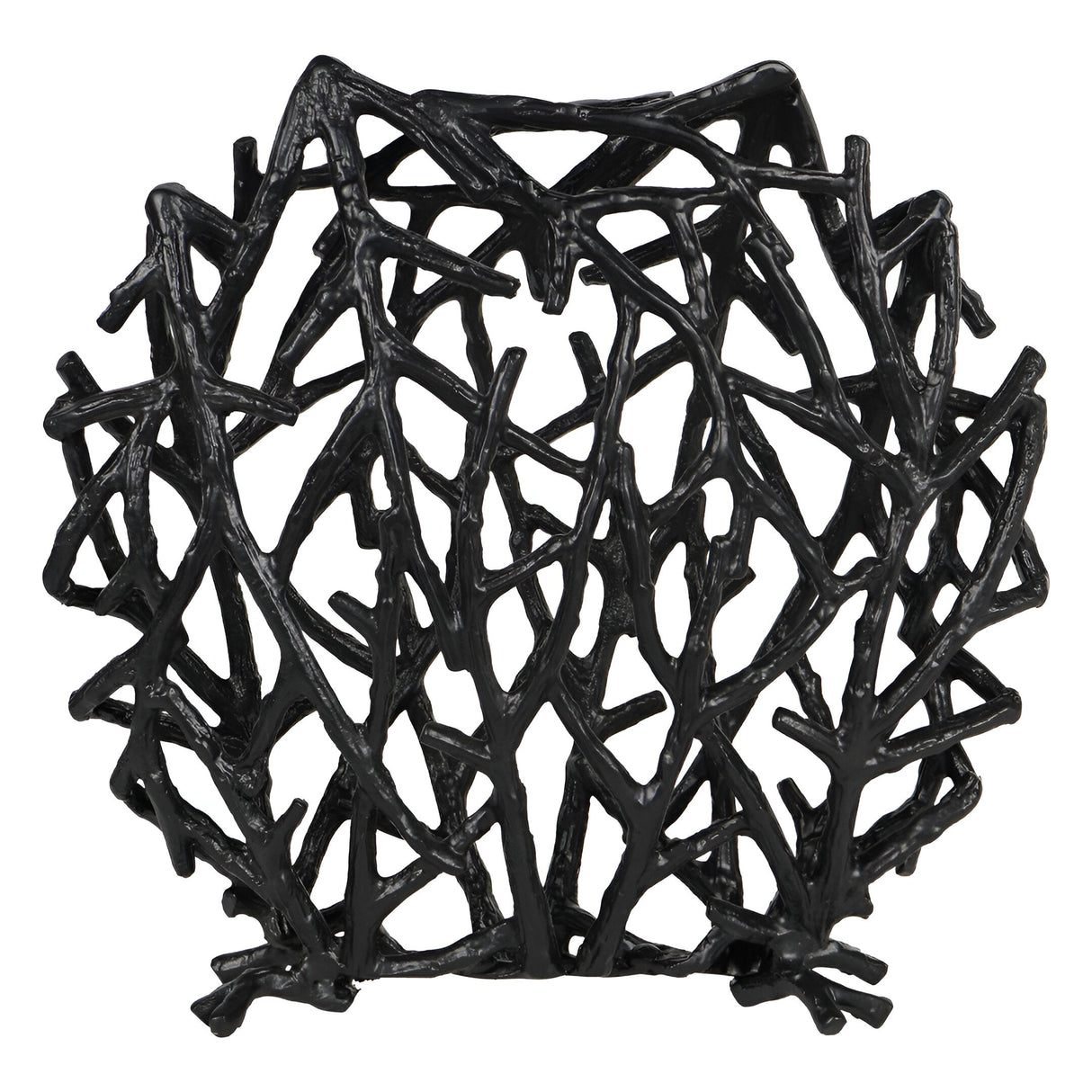 Twig Sculptural Disc Vase - Black