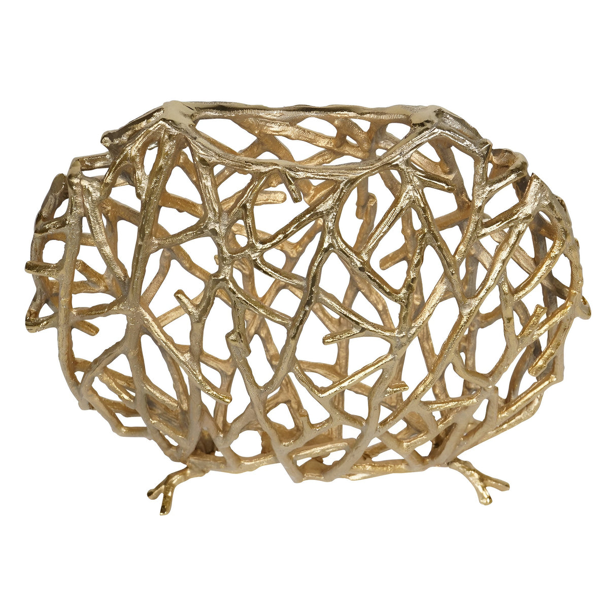 Twig Sculptural Disc Vase - Gold